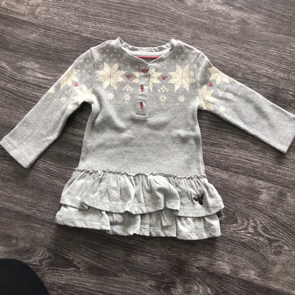 Burt's Bees Baby Other - Grey Long sleeve dress with white & red details